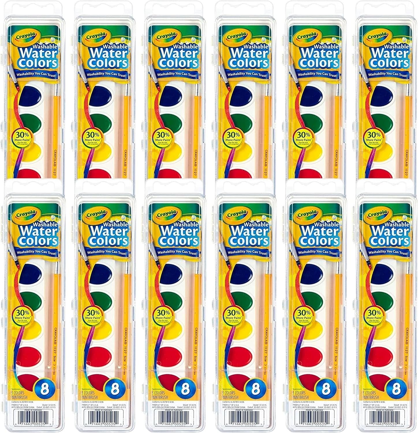 Crayola Washable Watercolor Paint Sets, Bulk Art Supplies for Teacher 12ct